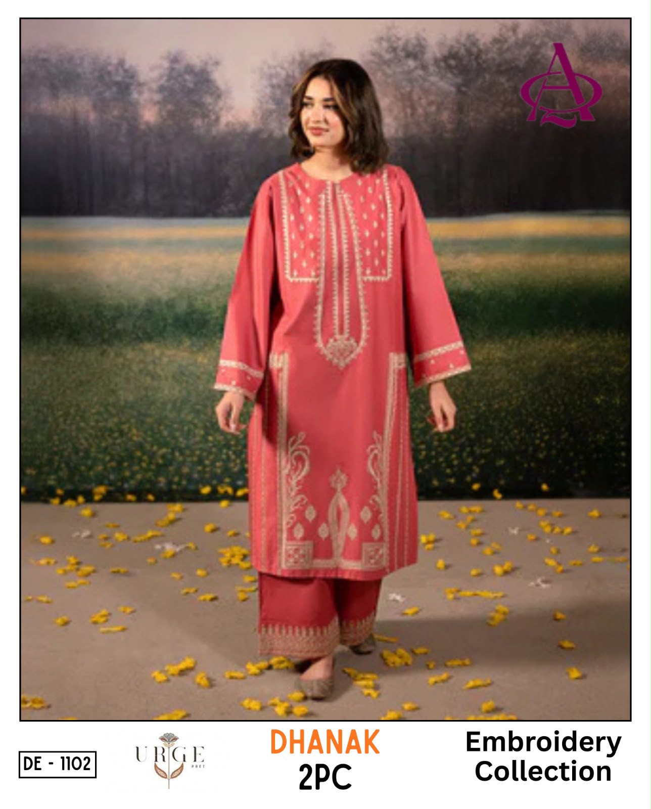 Dhanak embroidered luxury unstitched 2pc suit